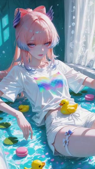 浴缸休闲粉发少女珊瑚宫心海