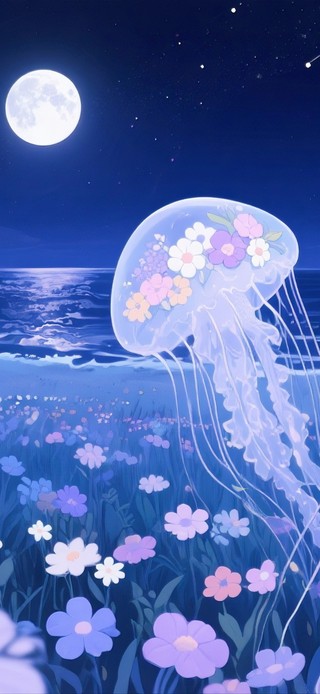 月下花海水母