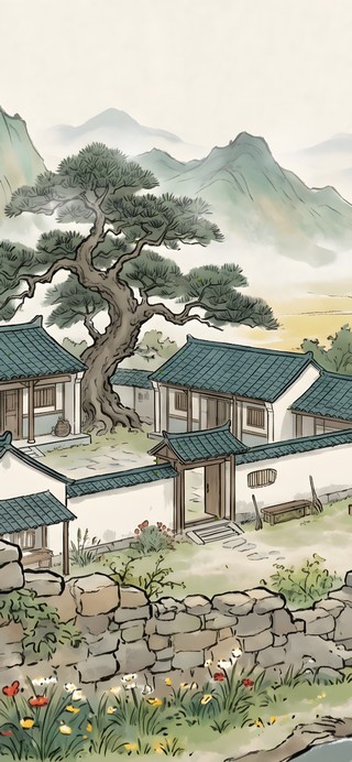 松影里的江南村居