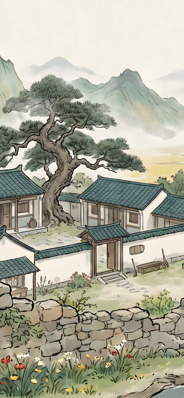 松影里的江南村居