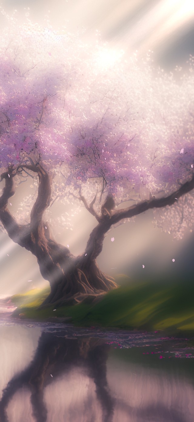 4K唯美治愈梦幻迷雾樱花河流