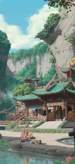 4K古风山青水秀世外桃源