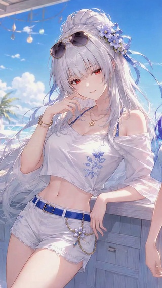 夏日海滩美少女度假绯雪