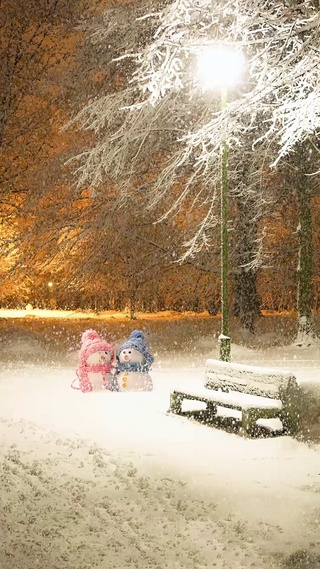 爆款路灯可爱雪人雪景