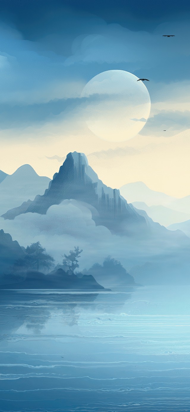 4K极简国风水墨山水美景