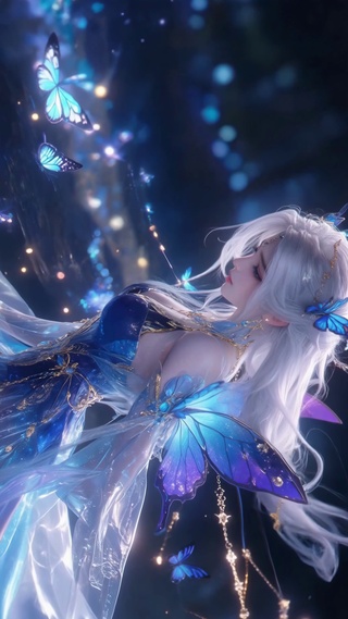 暗夜蓝蝶银发美少女