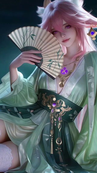 月夜竹林古风美少女