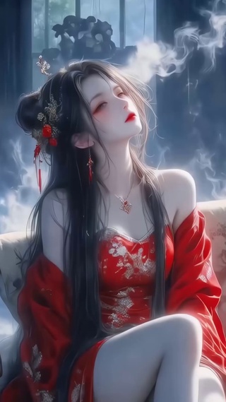 古风性感红衣美女