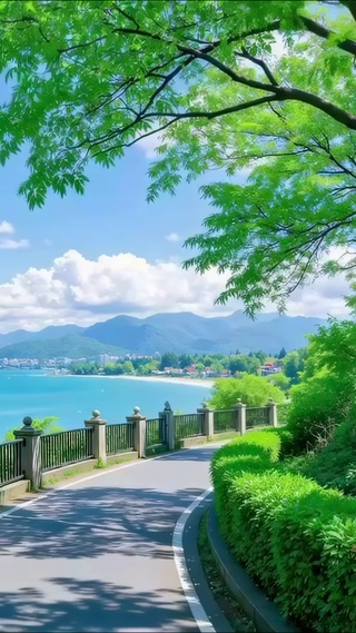 护眼树荫湖泊风景