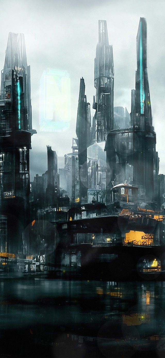 4K赛博朋克雨后城市