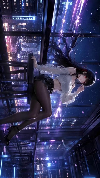 赛博都市夜景美少女千咲