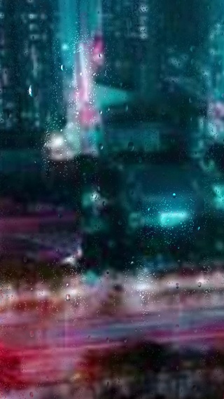夜晚城市天桥雨滴