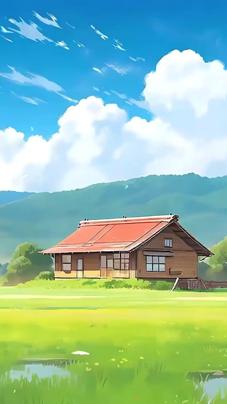 护眼蓝天白云树木河流