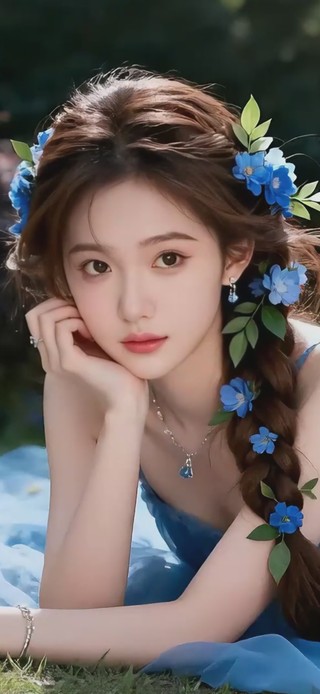 公园长发女孩