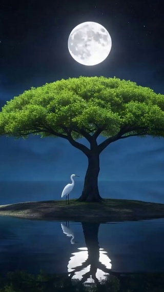 夜景古树