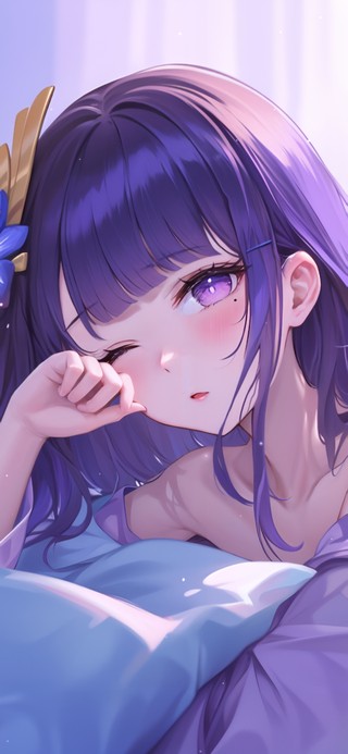 紫发睡衣女孩