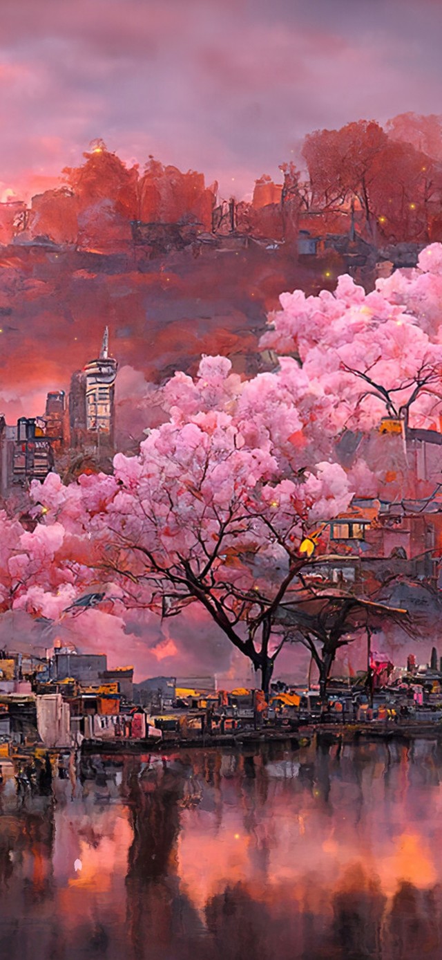  4K唯美炫酷樱花城市