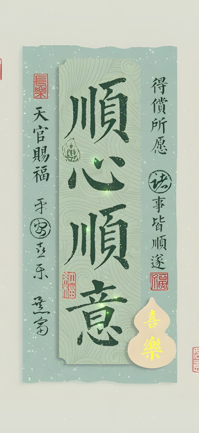 绿如意 喜乐 好运大顺签