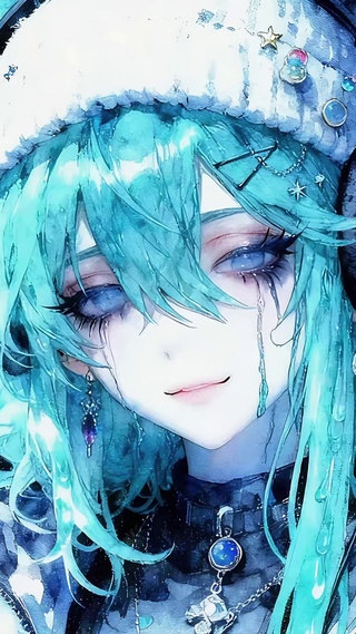 水彩蓝哥特少女之泪
