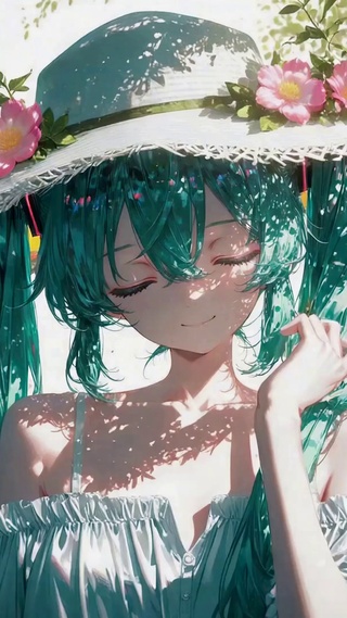 花阴下的清新二次元美少女