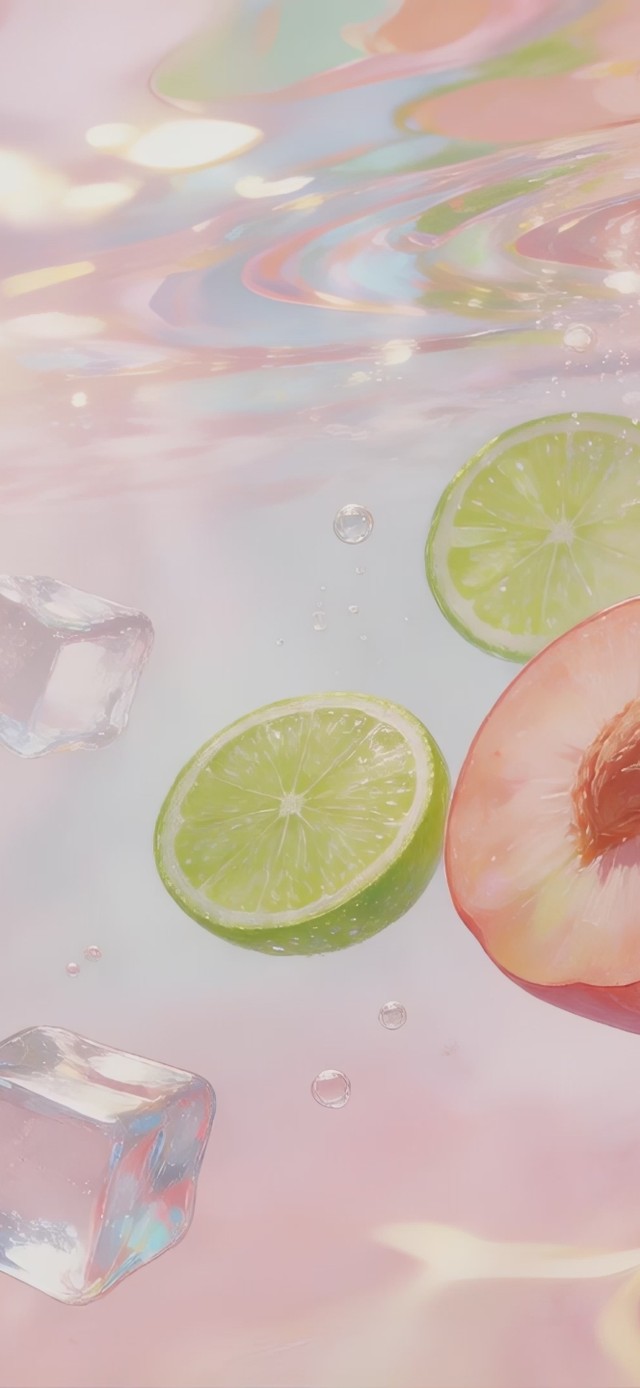 清凉感夏日水蜜桃桌面