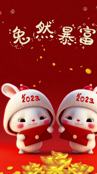 治愈喜庆暴富兔宝宝