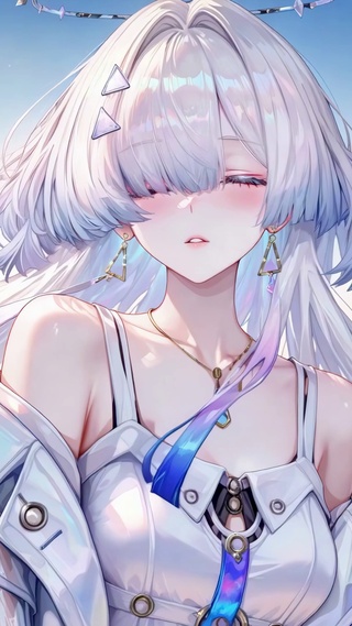 夕阳下的银发少女莫宁