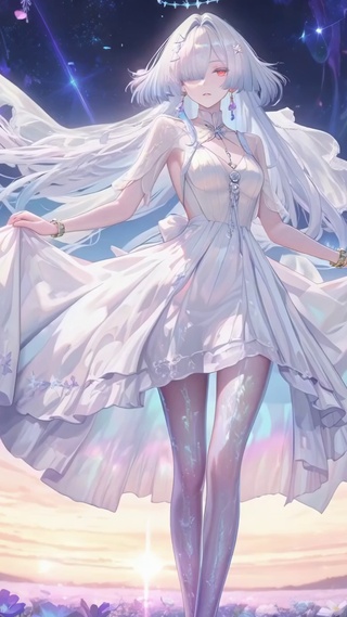 星穹花海白裙少女莫宁