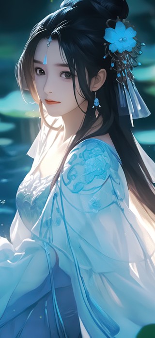 4K唯美清纯气质古风荷塘少女