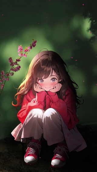 光下小女孩