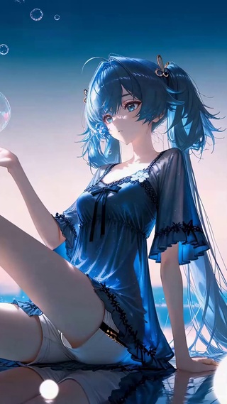 梦幻蓝发二次元少女尤诺