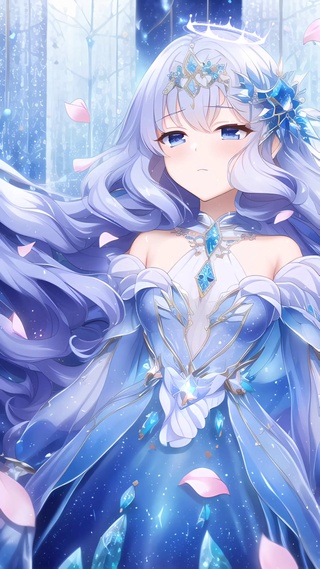唯美二次元可爱梦幻蓝色少女