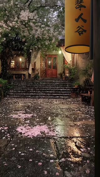 雨中庭院