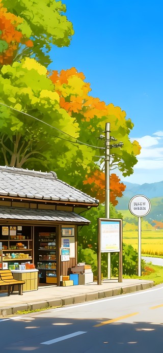 秋天的乡村稻田