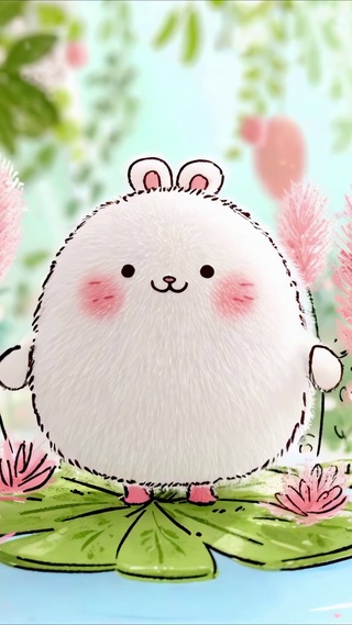 可爱萌宠荷叶小团子