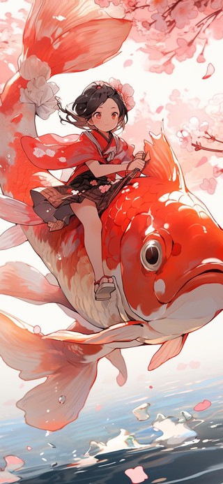 4K锦鲤天降好运风生水起壁纸