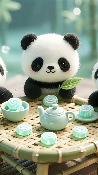 喝早茶的熊猫