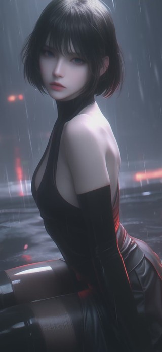浪漫雨中光剑女孩可爱短发美女