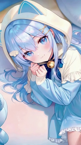 蓝发猫耳可爱二次元美少女