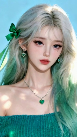 清新渐变绿发甜系美少女