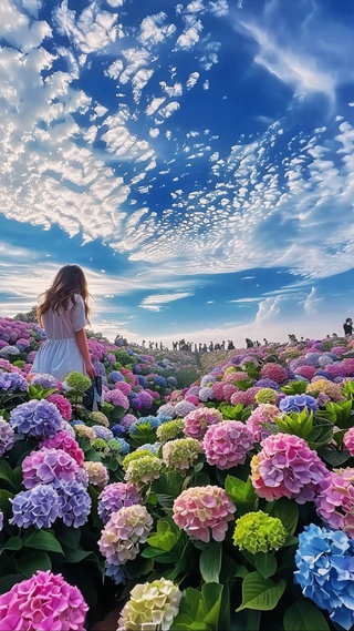 美丽的绣球花海