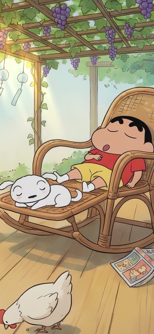 小新和小白院前小憩