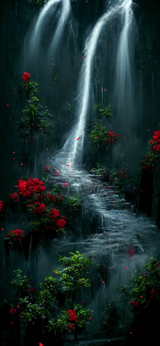 4K唯美治愈玫瑰瀑布仙境