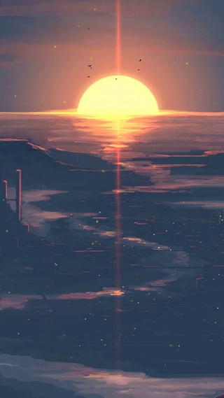 唯美治愈夕阳海景