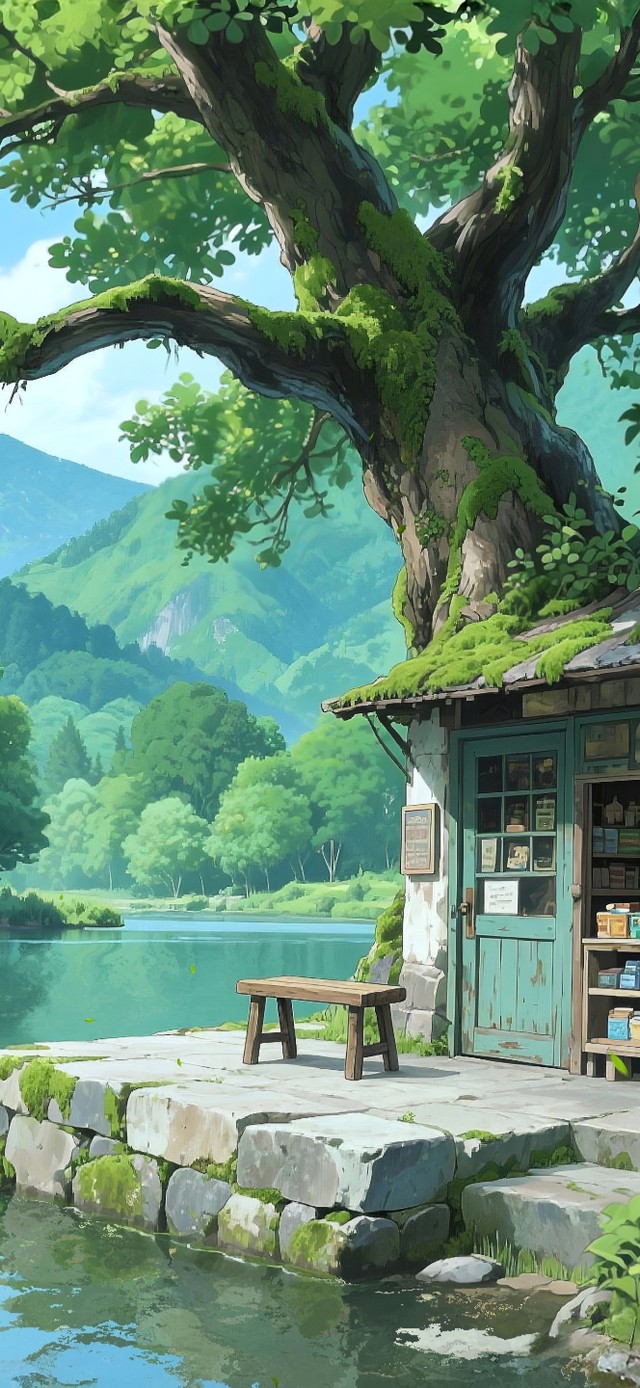 青山绿水旁的乡村小铺