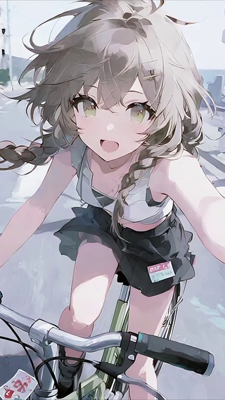 海边骑行少女