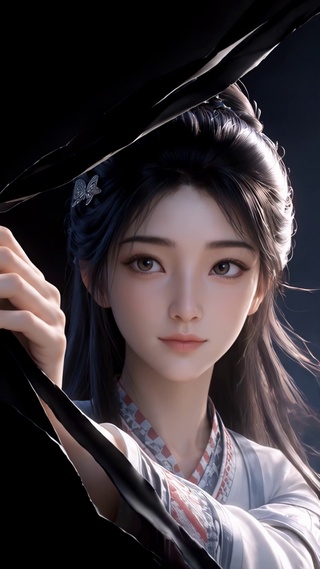 古风素颜美人撕开屏幕