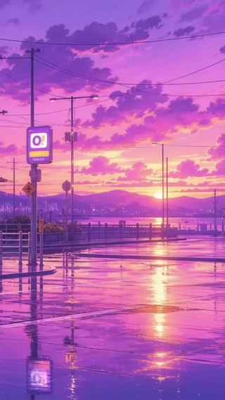 晚霞街头便利店