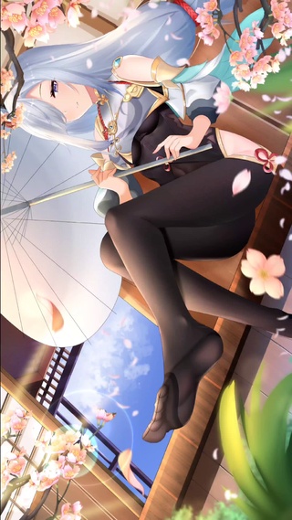 庭院樱花下的女孩4k