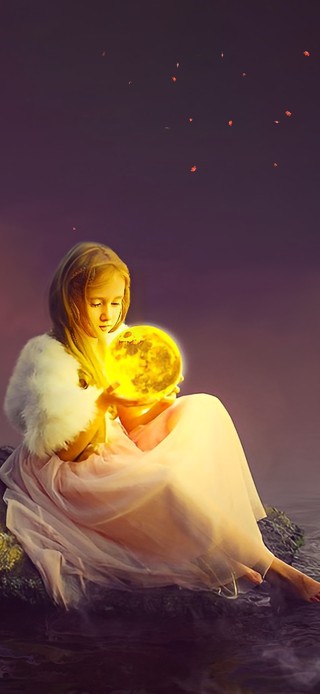 夜空中的小女孩4K简约壁纸